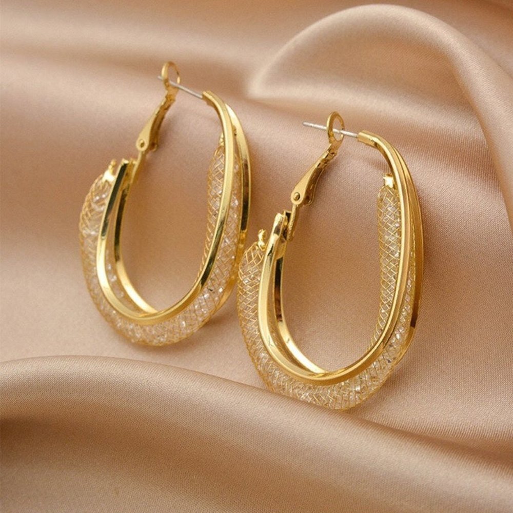 Irregular Round Circle Geometry Drop Earrings